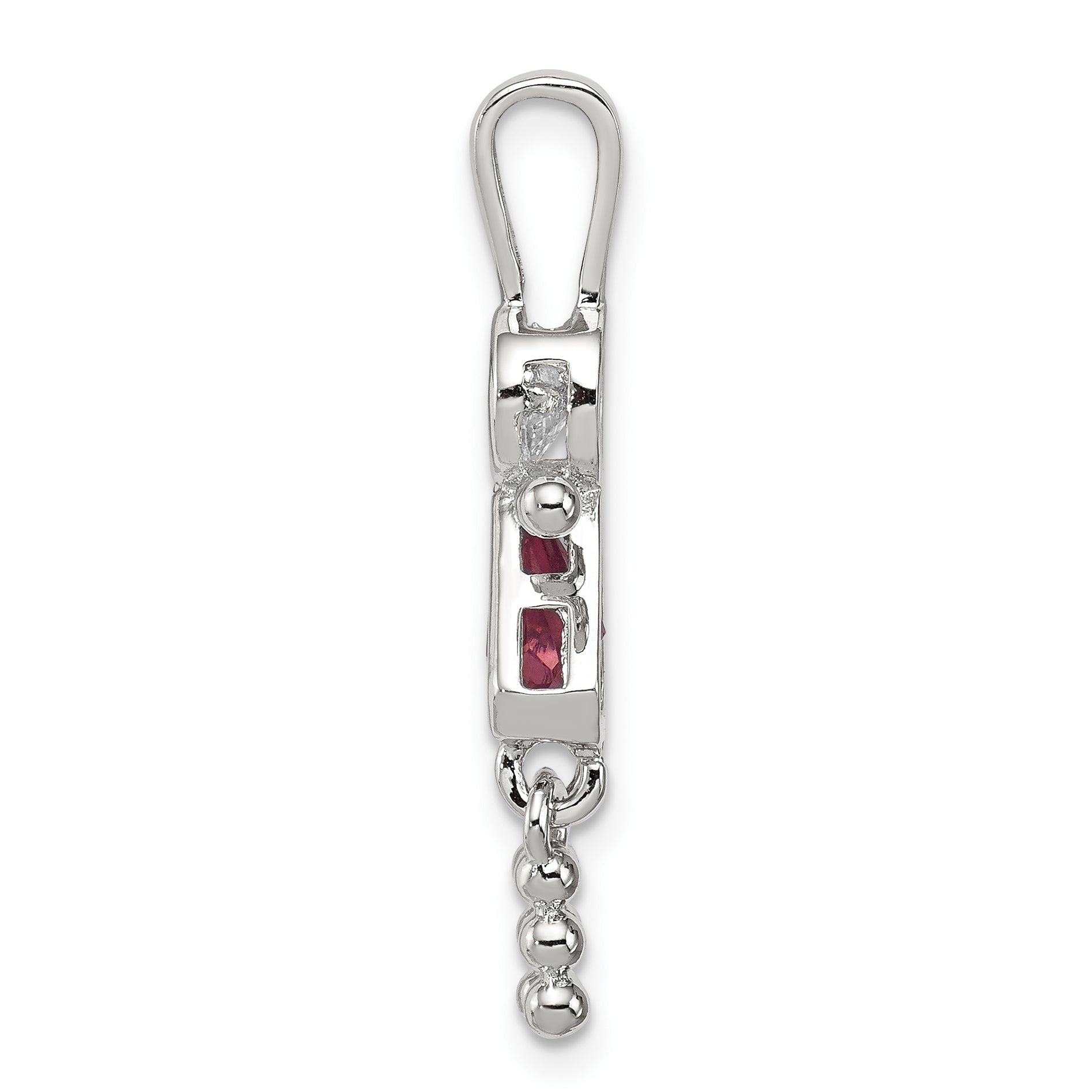 Sterling Silver Rhodium-Plated Cz & June Glass Girl Pendant