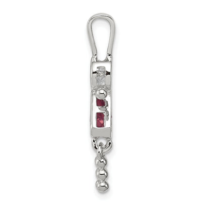 Sterling Silver Rhodium-Plated Cz & June Glass Girl Pendant