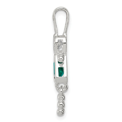 Sterling Silver Rhodium-Plated Cz & May Glass Girl Pendant