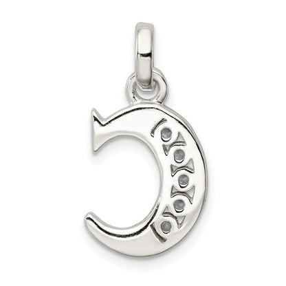 Sterling Silver White Cz Letter C Initial Pendant