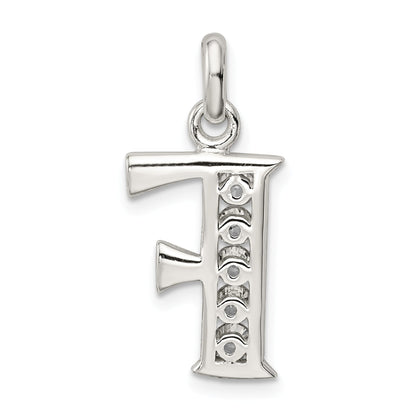 Sterling Silver White Cz Letter F Initial Pendant