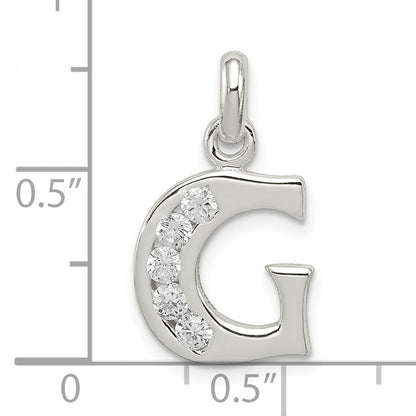 Sterling Silver White Cz Letter G Initial Pendant