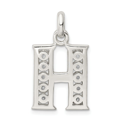 Sterling Silver White Cz Letter H Initial Pendant