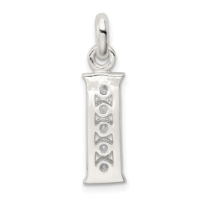 Sterling Silver White Cz Letter I Initial Pendant