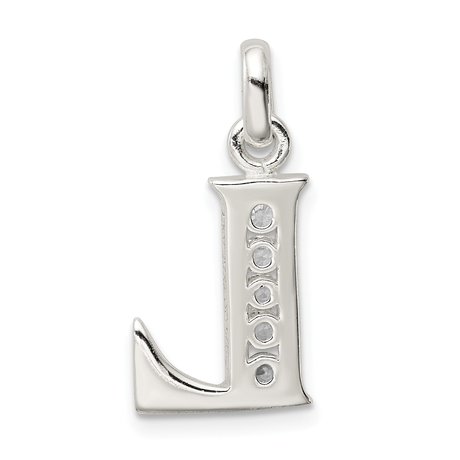 Sterling Silver White Cz Letter L Initial Pendant