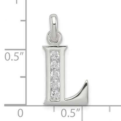 Sterling Silver White Cz Letter L Initial Pendant