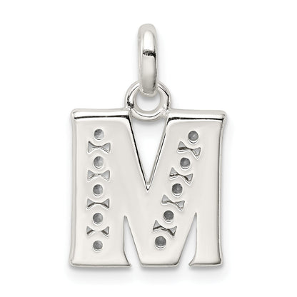 Sterling Silver White Cz Letter M Initial Pendant