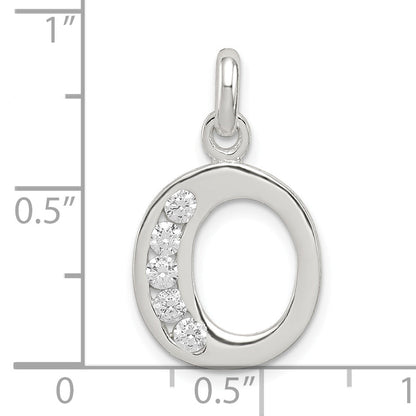 Sterling Silver White Cz Letter O Initial Pendant