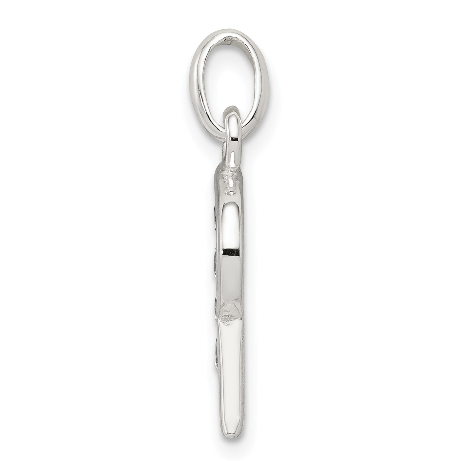 Sterling Silver White Cz Letter R Initial Pendant