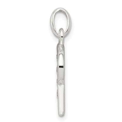 Sterling Silver White Cz Letter R Initial Pendant