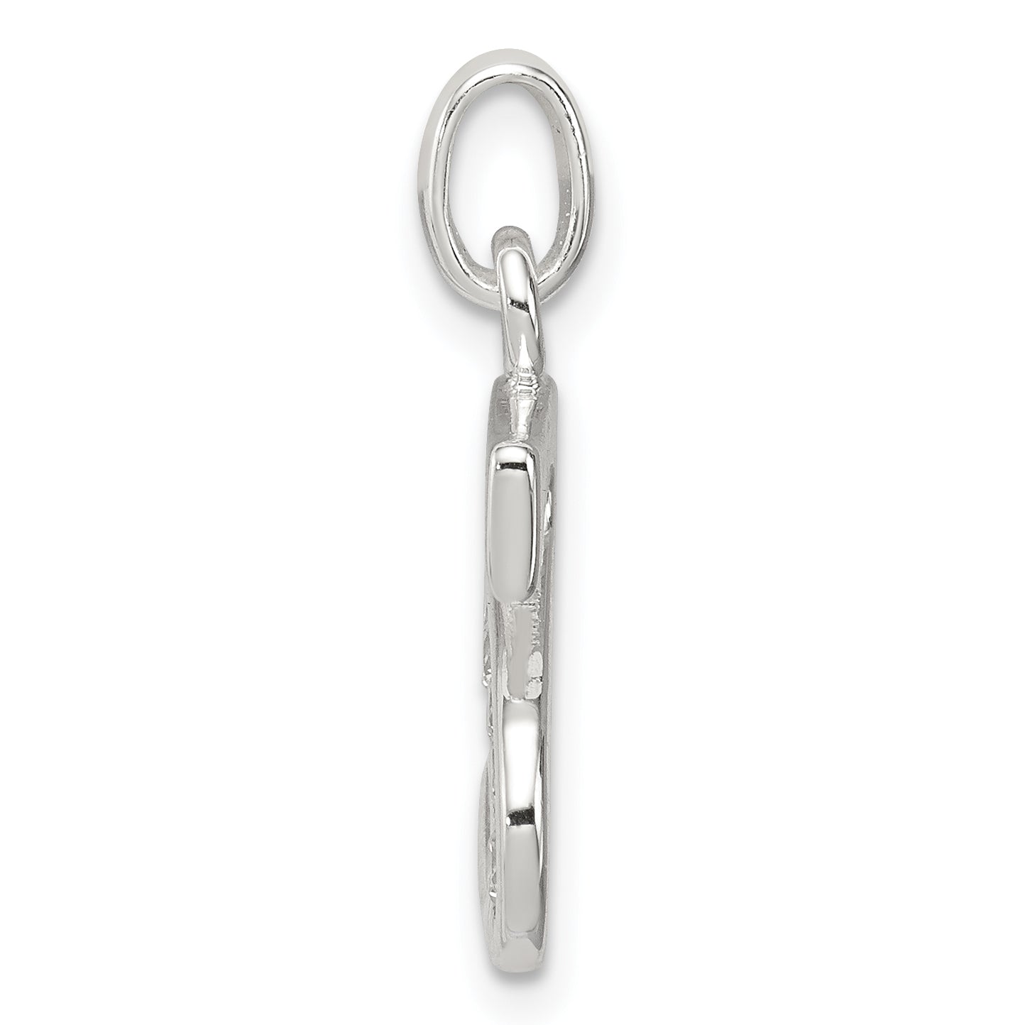 Sterling Silver White Cz Letter S Initial Pendant