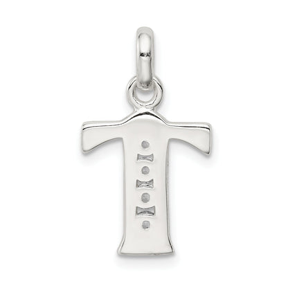 Sterling Silver White Cz Letter T Initial Pendant