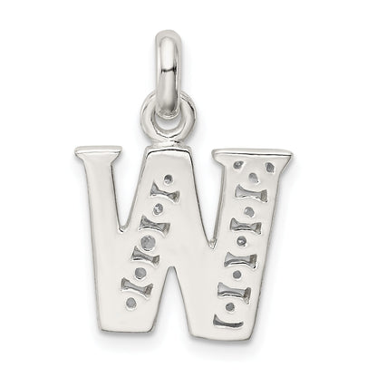 Sterling Silver White Cz Letter W Initial Pendant