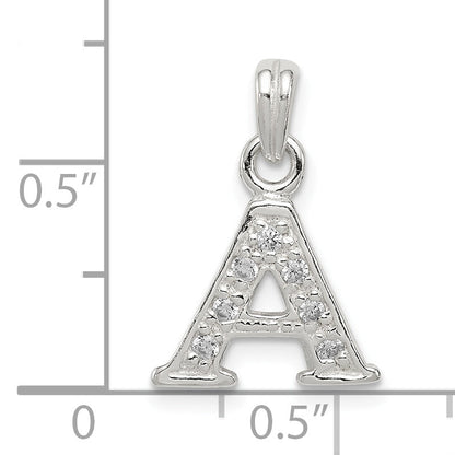 Sterling Silver Cz Letter A Initial Pendant