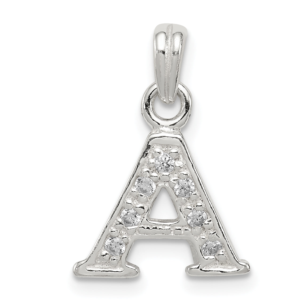 Sterling Silver Cz Letter A Initial Pendant