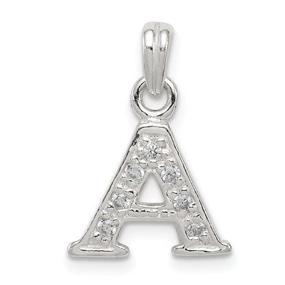 Sterling Silver Cz Letter A Initial Pendant