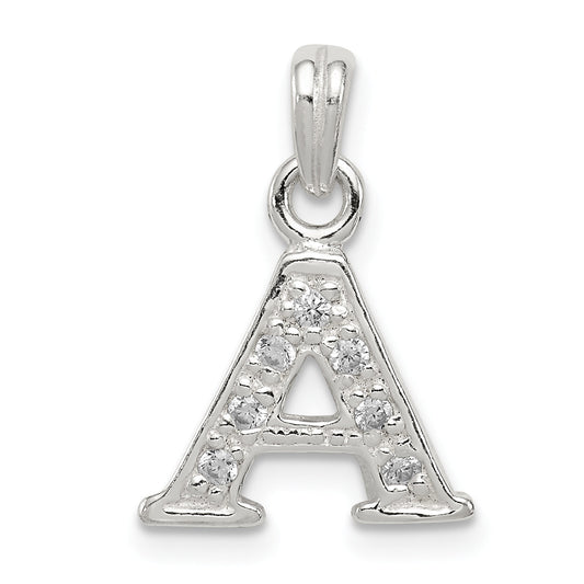 Sterling Silver Cz Letter A Initial Pendant