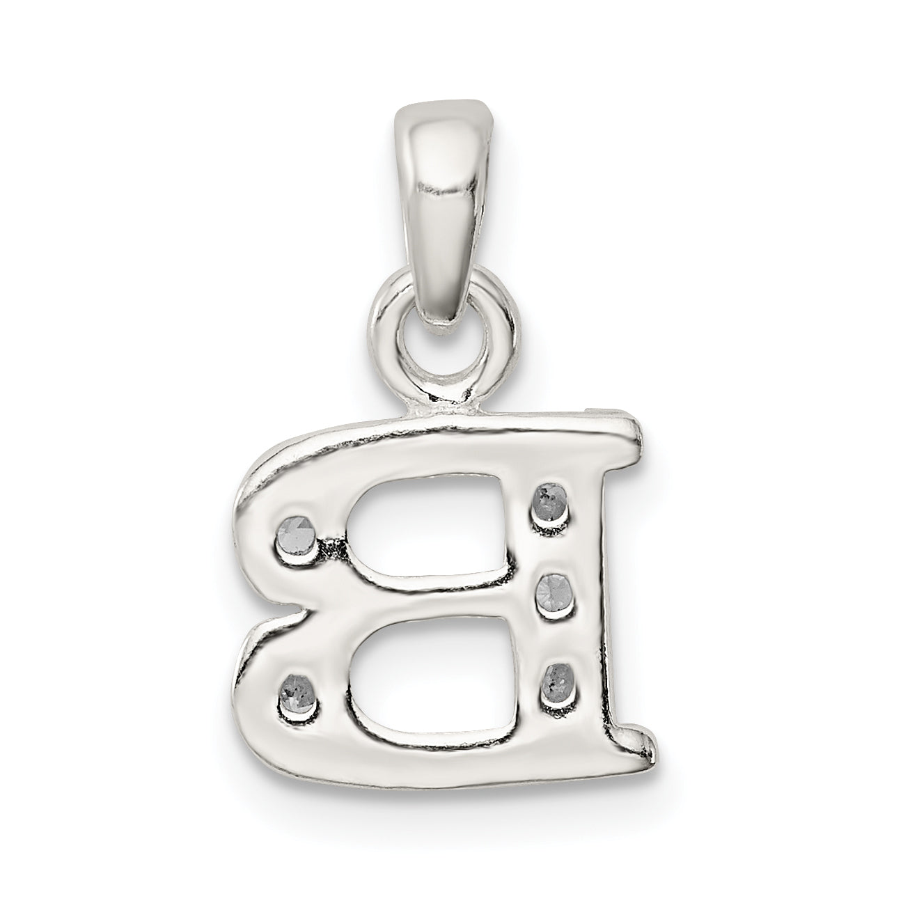 Sterling Silver Cz Letter B Initial Pendant