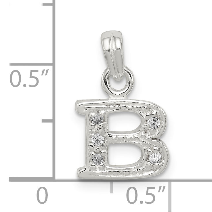 Sterling Silver Cz Letter B Initial Pendant