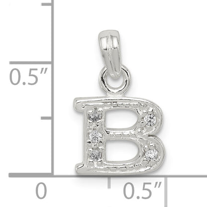 Sterling Silver Cz Letter B Initial Pendant