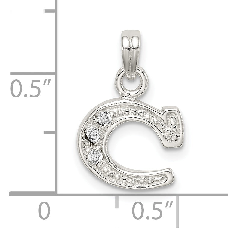 Sterling Silver Cz Letter C Initial Pendant