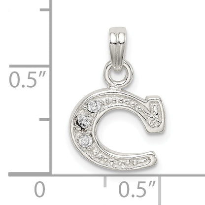 Sterling Silver Cz Letter C Initial Pendant