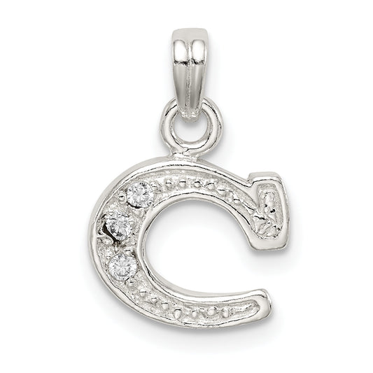 Sterling Silver Cz Letter C Initial Pendant