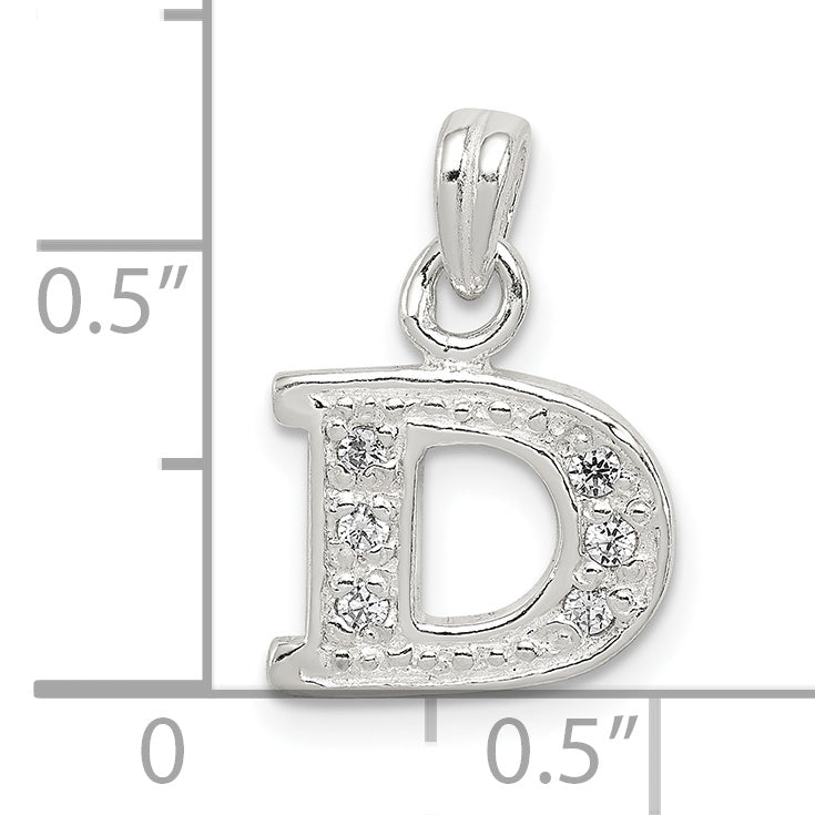 Sterling Silver Cz Letter D Initial Pendant