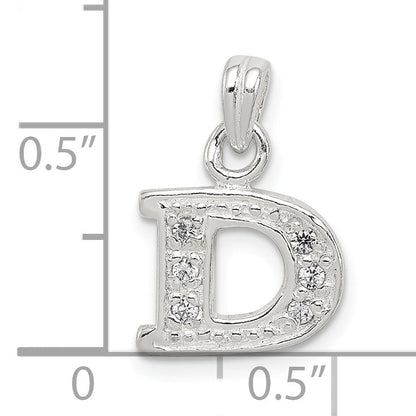 Sterling Silver Cz Letter D Initial Pendant