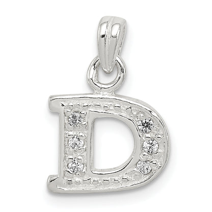 Sterling Silver Cz Letter D Initial Pendant