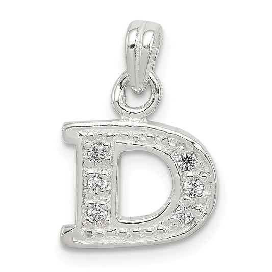 Sterling Silver Cz Letter D Initial Pendant