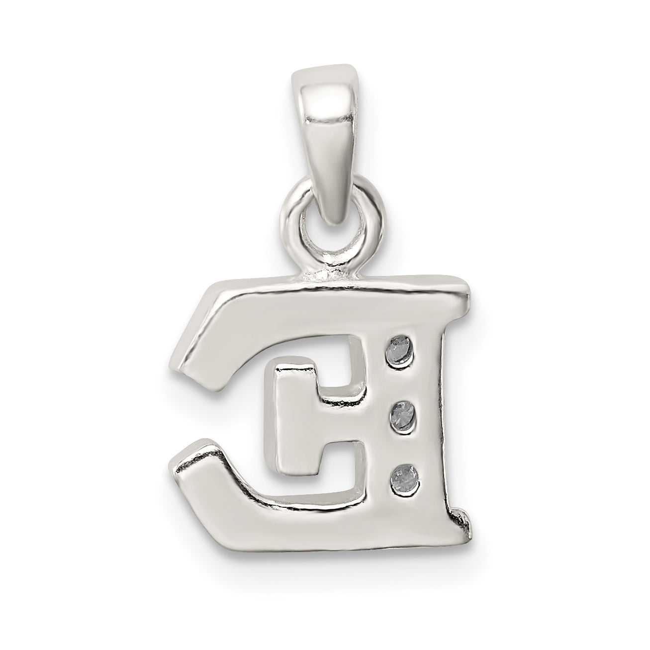 Sterling Silver Cz Letter E Initial Pendant