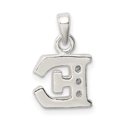 Sterling Silver Cz Letter E Initial Pendant