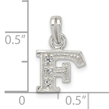 Sterling Silver Cz Letter F Initial Pendant