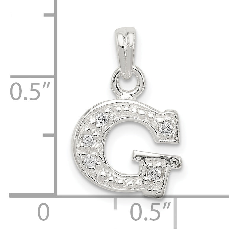 Sterling Silver Cz Letter G Initial Pendant