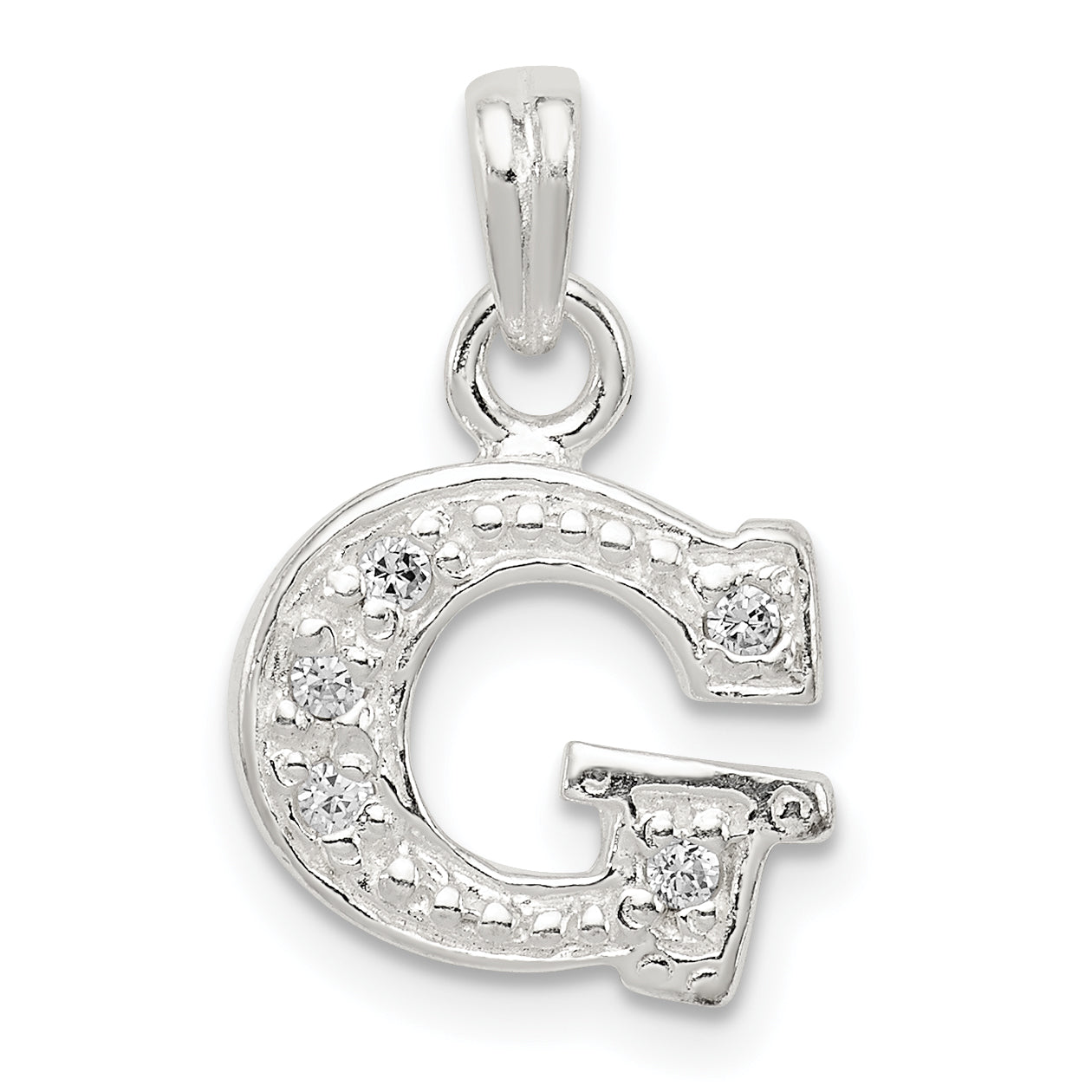 Sterling Silver Cz Letter G Initial Pendant