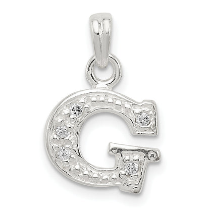 Sterling Silver Cz Letter G Initial Pendant
