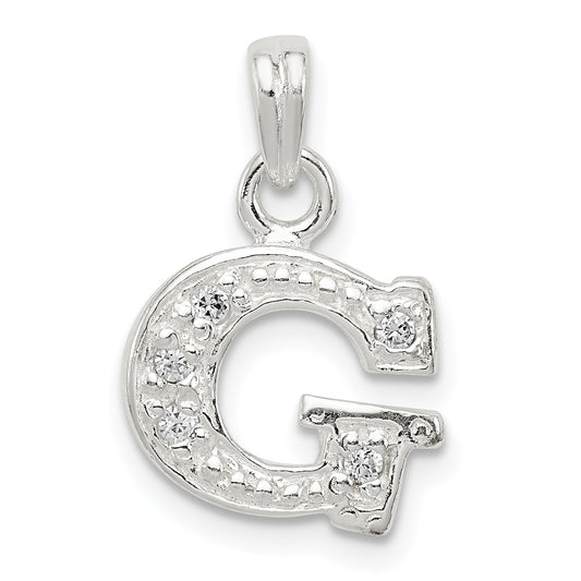 Sterling Silver Cz Letter G Initial Pendant
