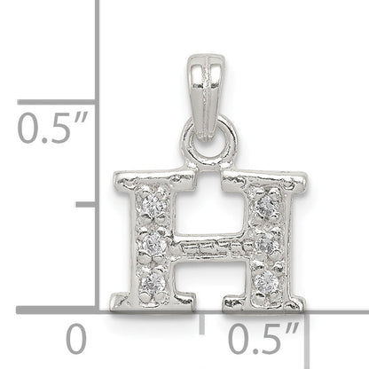 Sterling Silver Cz Letter H Initial Pendant