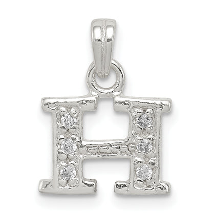 Sterling Silver Cz Letter H Initial Pendant