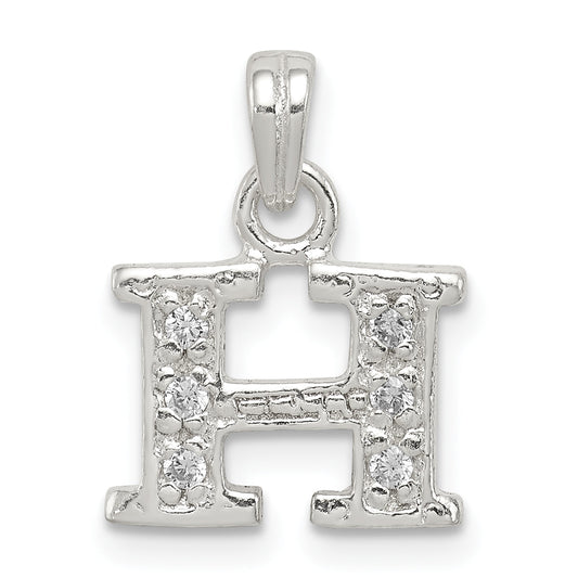 Sterling Silver Cz Letter H Initial Pendant