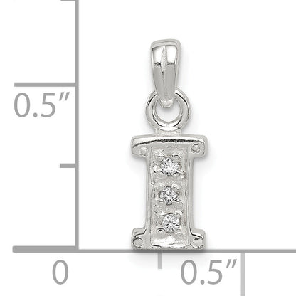 Sterling Silver Cz Letter I Initial Pendant