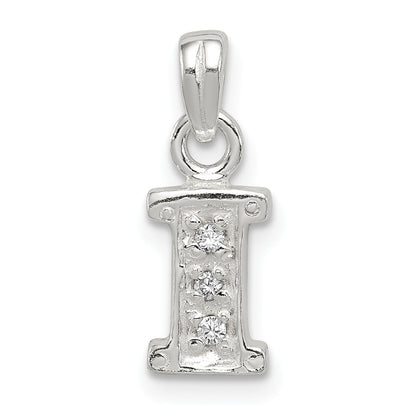 Sterling Silver Cz Letter I Initial Pendant
