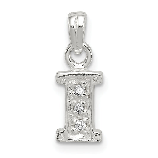 Sterling Silver Cz Letter I Initial Pendant