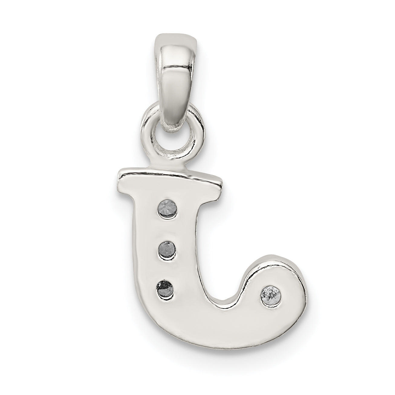 Sterling Silver Cz Letter J Initial Pendant