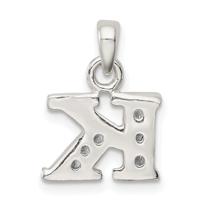 Sterling Silver Cz Letter K Initial Pendant