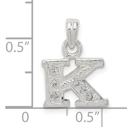 Sterling Silver Cz Letter K Initial Pendant