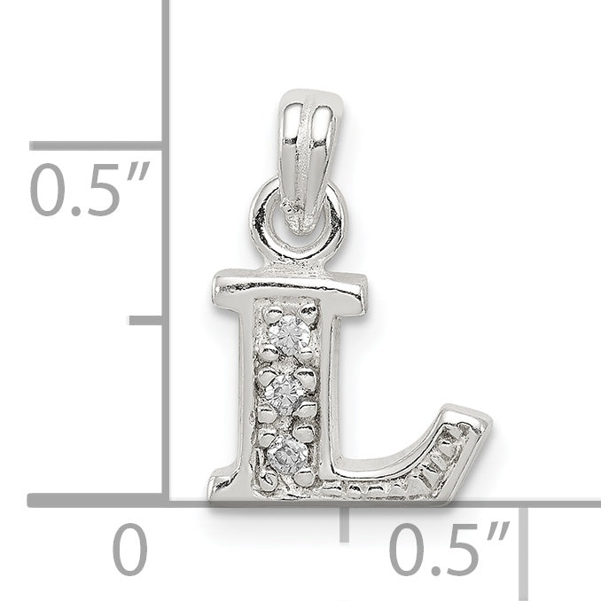 Sterling Silver Cz Letter L Initial Pendant