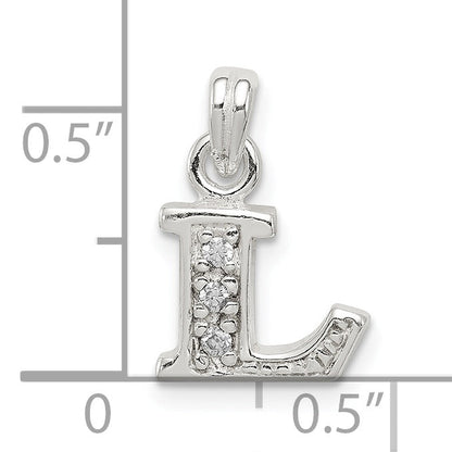 Sterling Silver Cz Letter L Initial Pendant