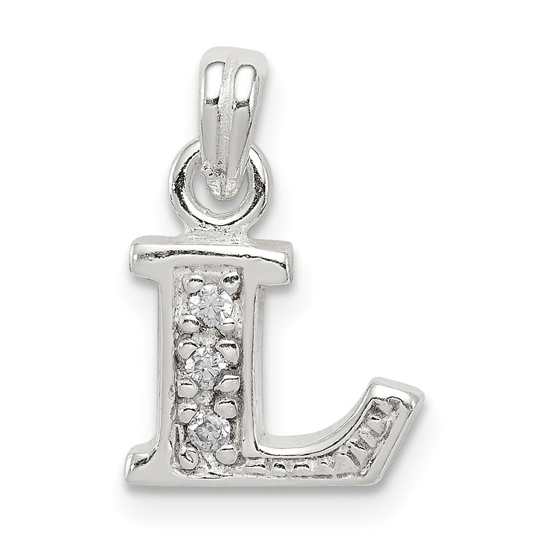 Sterling Silver Cz Letter L Initial Pendant